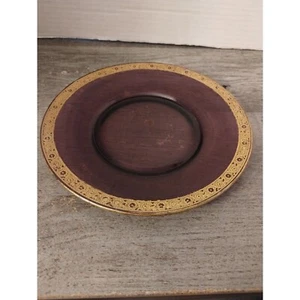8" Amethyst Glass Plate Gold Trim - Picture 1 of 4
