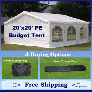 Budget PE Party Canopy - 3 Options - 20'x20' Tent, Short Bag, or Long Bag - Picture 1 of 11