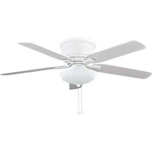 Hampton Bay Holly Springs Low Profile 52" LED Indoor Matte White Fan w/Light - Picture 1 of 12