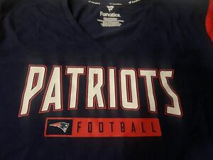 Ladies XXL Fanatics NFL Patriots Shirt Blouse Top Logo V Neck