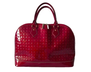 ARCADIA Leder große Logo geprägt gewölbt Satchel Handtasche ROT Made in Italy - Bild 1 von 17