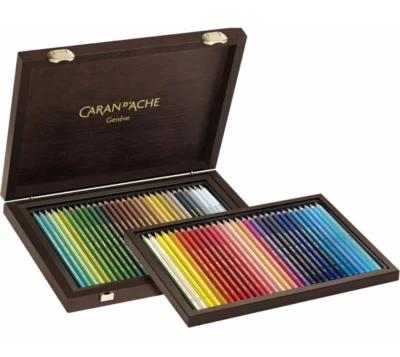Caran D'ache Supracolor Watercolour Pencil 60 Colour Wooden Box Set - Image 1 of 3