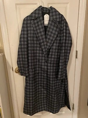 Women’s Plaid, Black And Gray Trench Coat Size M — 第 1/2 张图片