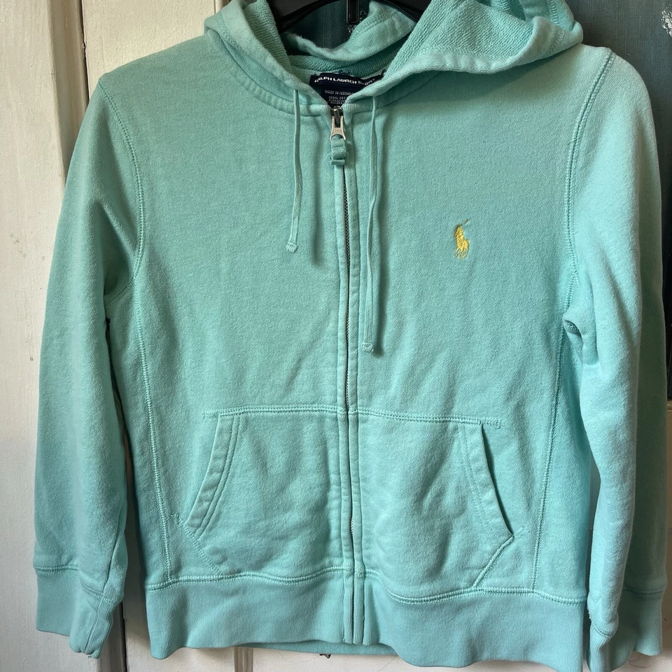 Y2K Polo Ralph Lauren Sudadera con Capucha Deportiva Mujer Cremallera Completa Peso Pesado Poni Bolsillos S/P Foto 1 de 4