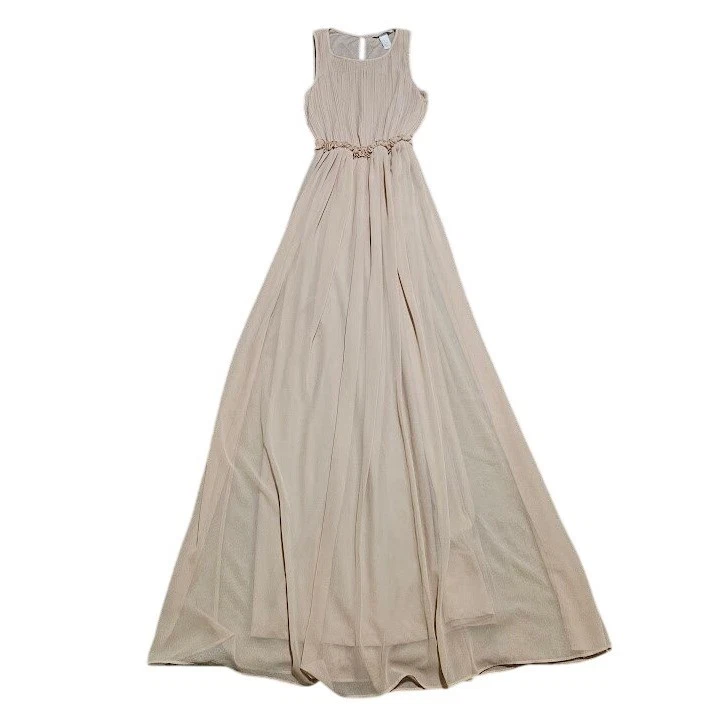 H&M Maxi Dress Women Size 4 Beige Chiffon Bridesmaid Formal Event Classic - Image 1 of 4