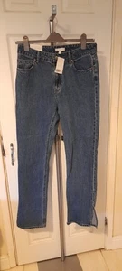 NEW WITH TAGS,H&M Denim Straight High Waist Jeans Womens 14,Full Length Comfort - Picture 1 of 10