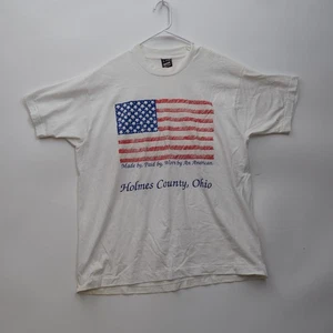 Vintage Made By Paid By Worn By An American Flag Shirt Holmes County Ohio XL - Bild 1 von 8