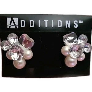 Orecchini Vintage Aggiunte By Chicos Perle E Strass - Foto 1 di 10