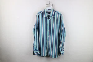 Vtg Y2K Gap Mens Medium Faded Fitted Striped Color Block Collared Button Shirt - Picture 1 of 14