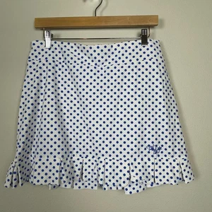 Tzu Tzu L White Blue Polka Dot Skort Golfcore Tenniscore Pickleball USA - Picture 1 of 6