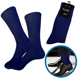 3-12 Pair NAVY BLUE Men's NATURAL COTTON Dress Socks Size 10-13 - Picture 1 of 7