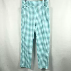 Chico’s Josie Pants Women’s 1.5 US 10 White Blue Slim Ankle Stretch Check New - Picture 1 of 13