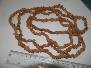 DOS hebras de 32" - cuentas astilladas de piedra de cornalina - Imagen 1 de 3