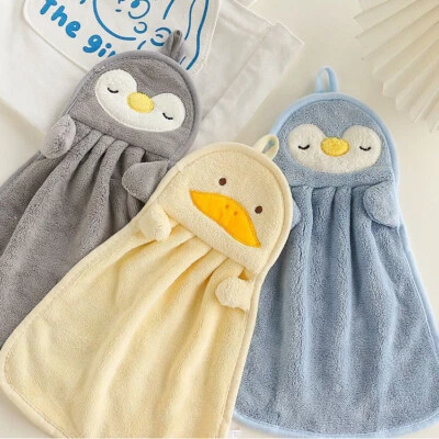 Cute Hangable Cartoon Hand Towels Coral Fleece Absorbent Kitchen Children Towels - Image 1 of 4