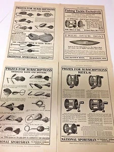 SPORTS MAGAZINE 4 VINTAGE FISHING EQUIPMENT ADS - Picture 1 of 3