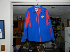 Vintage KU Kansas Jayhawks Jacket 90s Zippered front Color Block Spellout Sz M - Picture 1 of 6