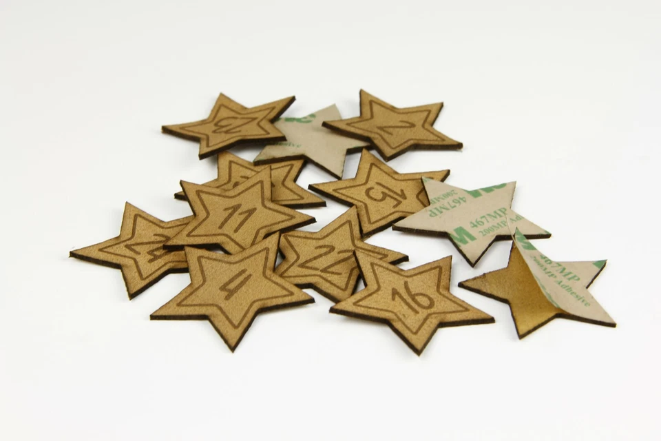 Adventszahlen aus Leder "Stern" 1-24 zum Aufnähen, Rindleder, caramel - Bild 1 von 4