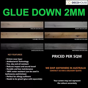 VINYL PLANKS FLOORING WOOD LOOK 2mm 100% WATERPROOF EASY DIY COMMERCIAL GRADE - Picture 1 of 12
