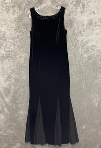 Vtg Jessica Howard Women Whimsigoth Witchy Beaded Velvet Maxi Dress 12 Black - Picture 1 of 11