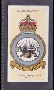 RAF ABZEICHEN - Nr. 65 Fighter Squadron - 80 + Jahre alt UK Karte # 37 - Bild 1 von 2