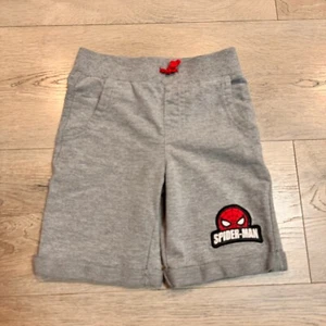 Marvel Spiderman Shorts Boys Gray Knit Graphic Logo Comfy Size 5 Sweatshirt Knit - Picture 1 of 4