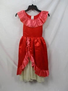 Elena Avalor Costume Girls 7/8 Disney Store Deluxe Princess Red Poly No Belt - Picture 1 of 10