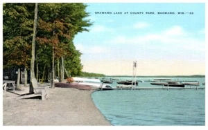 Vintage Shawano Wisconsin Lake at County Park Postcard - P39  - Picture 1 of 2