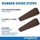 Durable Doorstop Wedge Brown Rubber 2-PACK Door Secure Open Non-Marring Rubber