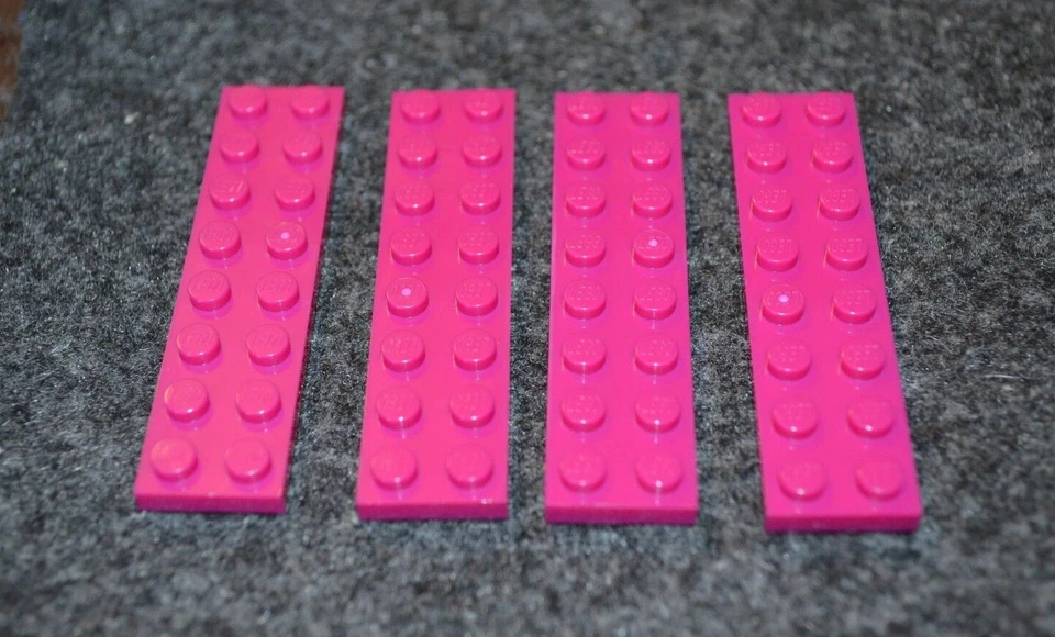 (4) 2x8 Bright Reddish Violet Standard Long Plate Bricks ~ NEW Lego Parts ~ - Image 1 of 1