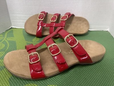 Vionic Misa Sandal Slides Red Leather Adjustable TVW5135 Women Size US 10 M  42 - Image 1 of 4