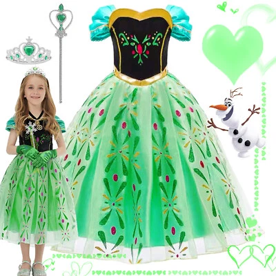 Elsa Anna Princess Fancy Dress Up Costume Girls Party Outfit Kids Birthday Gift - Image 1 of 4