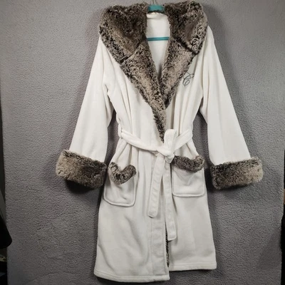 Bata de ombre de piel sintética Pottery Barn talla única felpa con capucha ropa de salón spa lujo Foto 1 de 4