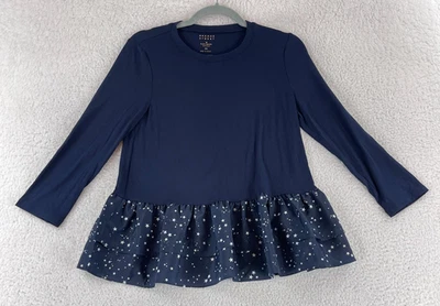 Top Kate Spade Broome Street Peplum para mujer talla XS azul manga larga cuello redondo Foto 1 de 4
