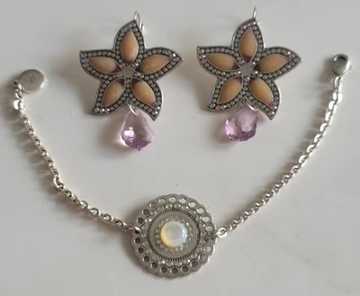 Ensemble Bijoux Jorgina Paire De Boucles D'oreilles Et Bracelet Avec Strass  - Photo 1/4