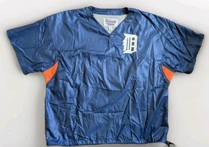 90s Starter Detroit Tigers Windbreaker Short Sleeve Size XL Orange/Blue Manager - Picture 1 of 10
