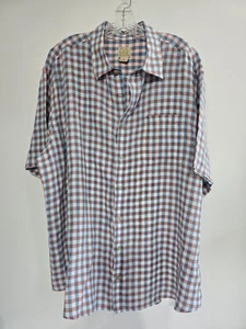 Jos. A Bank 100% Linen Shirt Mens XXL Multicolor Plaid Short Sleeve Button Up - Picture 1 of 13