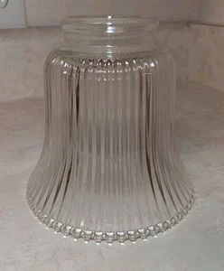 Small Lamp Shade Clear Glass Ribbed Bell Shaped Ceiling Fan Light Wall Sconce - Picture 1 of 5