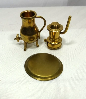 3件复古Miniaturer黄铜水罐和其他娃娃屋物品尺寸 — 第 1/3 张图片