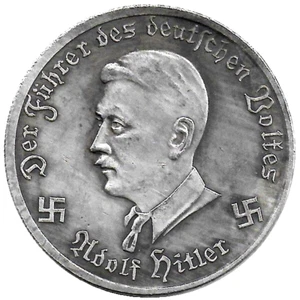 RARE 1943 10 MARK COIN w GERMAN LEADER, MESSERSCHMIDT! SILVER $ SZ Hard to Find! - Picture 1 of 2