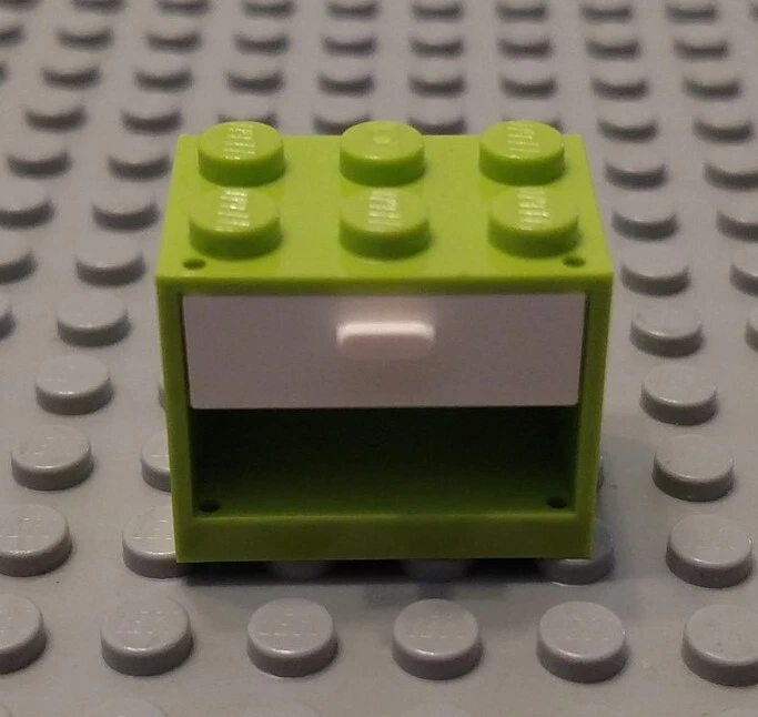 LEGO Contenedor Verde Lima 2x3x2 con Cajón Blanco Minifigura Accesorio Foto 1 de 1