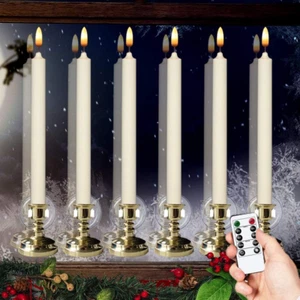 Flameless Window Candles with Timer & Remote, 10" Battery Operated 3D Wick LED F - Picture 1 of 7