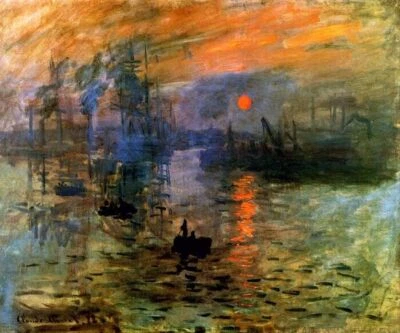 IMPRESSÃO NASCER DO SOL 1872 PINTURA BARCO FLUVIAL POR CLAUDE MONET REPRO - Imagem 1 de 3