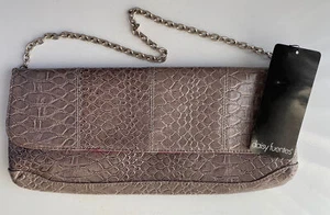 Daisy Fuentes Handbag Flap Purse Clutch Silver Alligator Faux Patent Leather - Picture 1 of 7