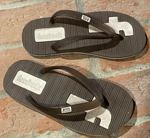 Y2K Facebook Promotional Flip Flop Sandal Brown Logo 39 40 Women 8 8.5 9 - Picture 1 of 6