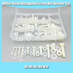 Nylon Hexagonal Screw Nut Washer Set Metric Threaded Hex Head Plastic 216PCS/Set - Picture 1 of 9