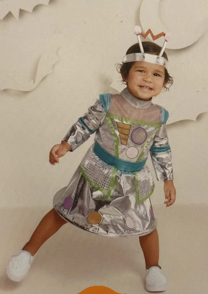 Toddler Robot Dress With Headband Halloween Costume Hyde and EEK 4t - 5t