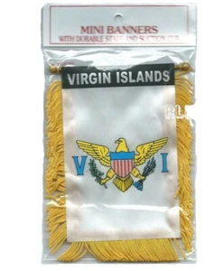 USVI Virgin Islands St Croix Mini Banner Flag Car Home Window Rearview Mirror  - Picture 1 of 3