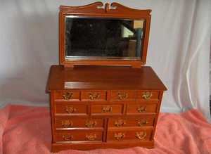 Vintage Large Early American Maple Wood DresserJewelry Music Box NICE - Picture 1 of 12