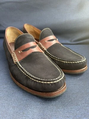 Mocasines Johnston & Murphy negros gamuza marrón detalles Penny 20-2459 para hombre 11M Foto 1 de 4