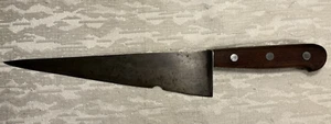 Coltello Chef Vintage Acciaio al Carbonio Full Tang Lama 11" Taglio Osso Dentellato -- 8146 - Foto 1 di 10